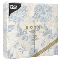 PAPSTAR Servietten "ROYAL Collection" 1/8-Falz 40 cm x 40 cm arktikblau "Flowers"