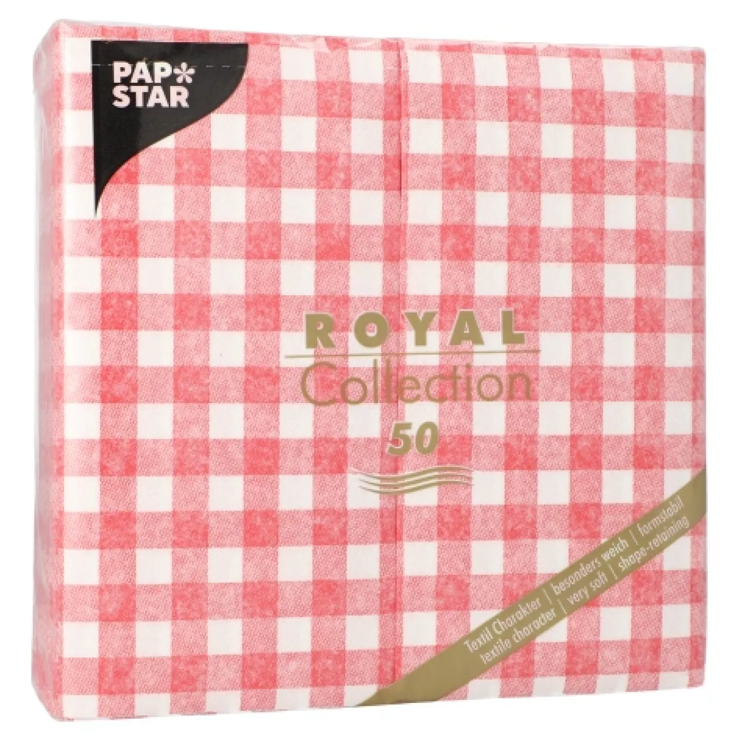 PAPSTAR Servietten "ROYAL Collection" 1/8-Falz 40 cm x 40 cm rot "Vichy Karo"