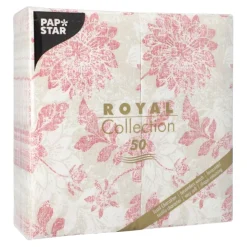 PAPSTAR Servietten "ROYAL Collection" 1/8-Falz 40 cm x 40 cm bordeaux "Flowers"