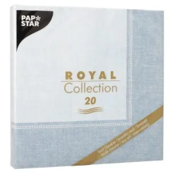 PAPSTAR Servietten "ROYAL Collection" 1/4-Falz 40 cm x 40 cm arktikblau "Linum", 8 x 20 Stück