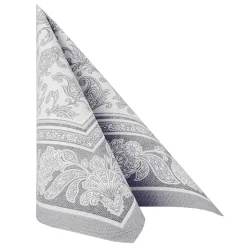 PAPSTAR Servietten "ROYAL Collection" 1/4-Falz 40 cm x 40 cm grau "Ornaments", 8 x 20 Stück