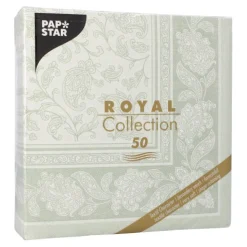 PAPSTAR Servietten "ROYAL Collection" 1/4-Falz 40 cm x 40 cm jadegrün "Ornaments", 5 x 50 Stück
