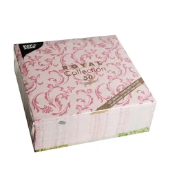 PAPSTAR Servietten "ROYAL Collection" 1/4-Falz 40 cm x 40 cm bordeaux "Damascato", 5 x 50 Stück