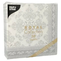 PAPSTAR Servietten "ROYAL Collection" 1/4-Falz 40 cm x 40 cm grau "Arabesque"