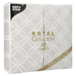 PAPSTAR Servietten "ROYAL Collection" 1/8-Falz 40 cm x 40 cm grau "Circle Flowers"