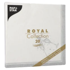 PAPSTAR Servietten "ROYAL Collection" 1/4-Falz 40 cm x 40 cm silber "Festivities", 8 x 20 Stück