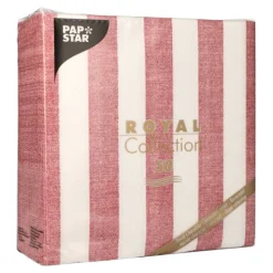 PAPSTAR Servietten "ROYAL Collection" 1/4-Falz 40 cm x 40 cm bordeaux "Lines", 5 x 50 Stück