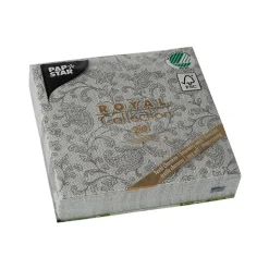 PAPSTAR Servietten "ROYAL Collection" 1/4-Falz 25 cm x 25 cm grau "Ornaments"