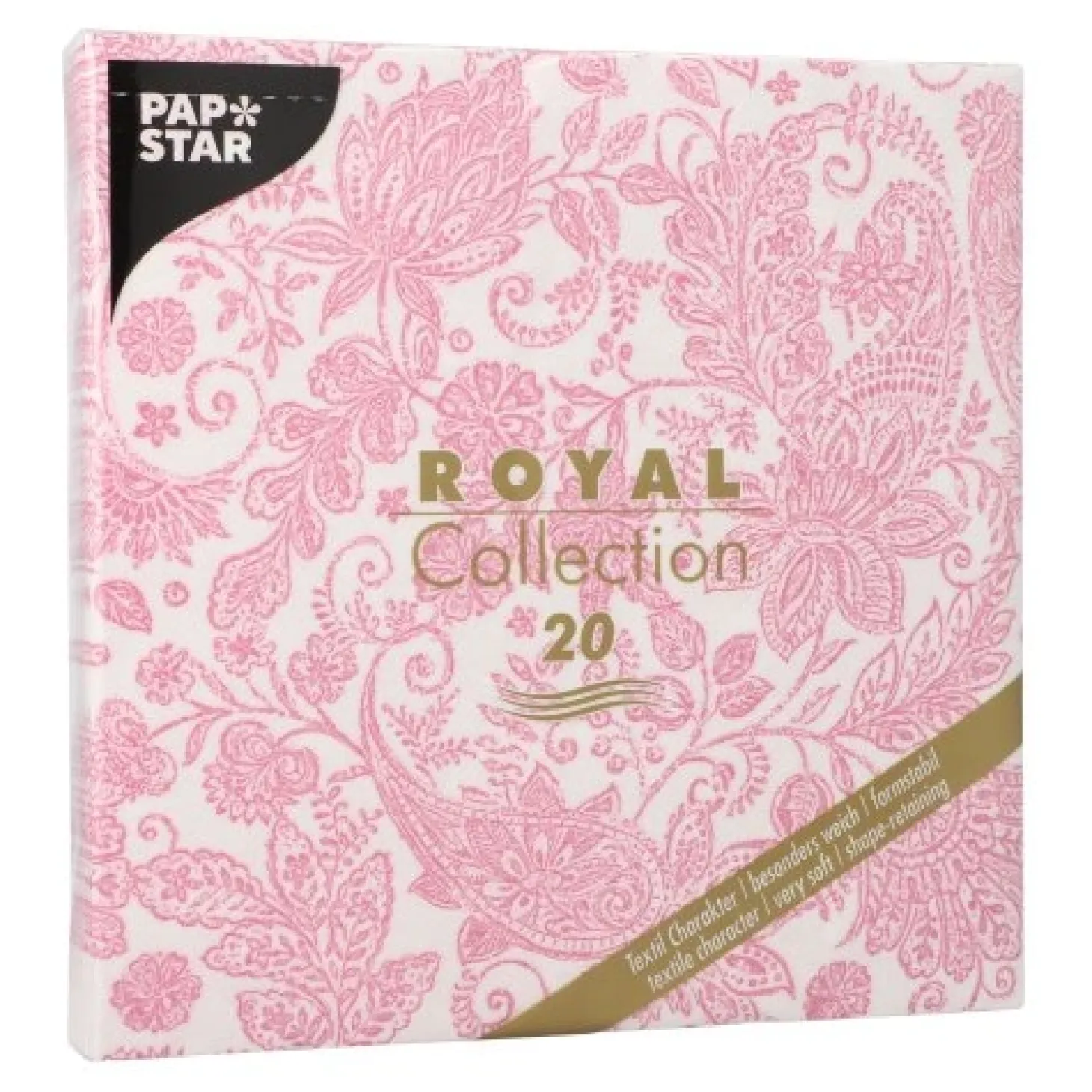 PAPSTAR Servietten "ROYAL Collection" 1/4-Falz 40 cm x 40 cm fuchsia "Paisley", 8 x 20 Stück