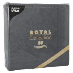 PAPSTAR Servietten "ROYAL Collection" 1/4-Falz 40 cm x 40 cm schwarz "Arabesque"