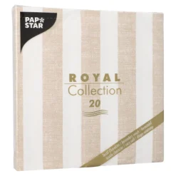 PAPSTAR Servietten "ROYAL Collection" 1/4-Falz 40 cm x 40 cm sand "Lines", 8 x 20 Stück
