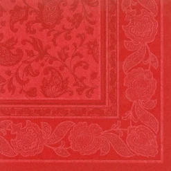 PAPSTAR Servietten "ROYAL Collection" 1/4-Falz 40 cm x 40 cm rot "Ornaments", 8 x 20 Stück
