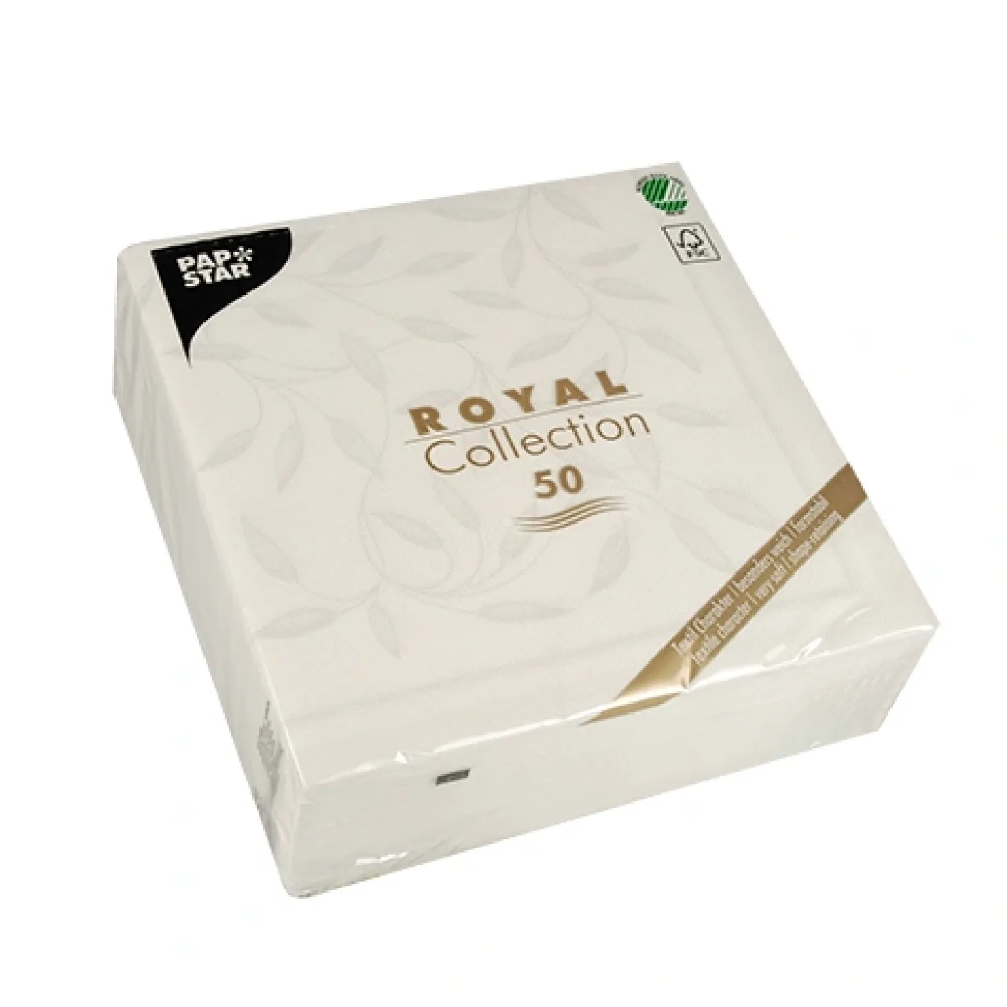 PAPSTAR Servietten "ROYAL Collection" 1/4-Falz 40 cm x 40 cm weiß "New Mediterran", 5 x 50 Stück