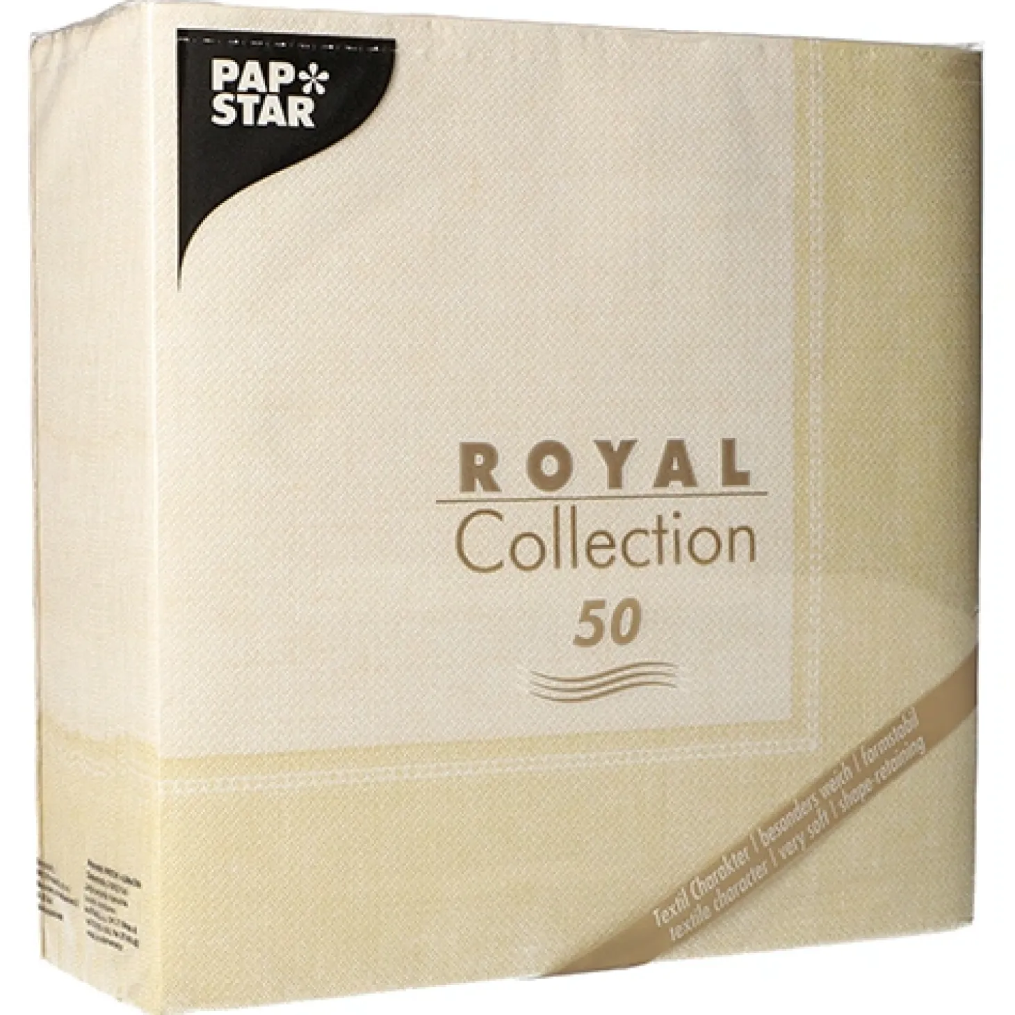 PAPSTAR Servietten "ROYAL Collection" 1/4-Falz 40 cm x 40 cm champagner "Linum"