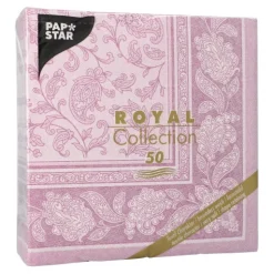 PAPSTAR Servietten "ROYAL Collection" 1/4-Falz 40 cm x 40 cm lila "Ornaments", 5 x 50 Stück