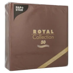 PAPSTAR Servietten "ROYAL Collection" 1/4-Falz 40 cm x 40 cm braun, 5 x 50 Stück
