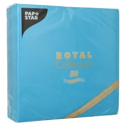 PAPSTAR Servietten "ROYAL Collection" 1/4-Falz 40 cm x 40 cm türkis, 5 x 50 Stück