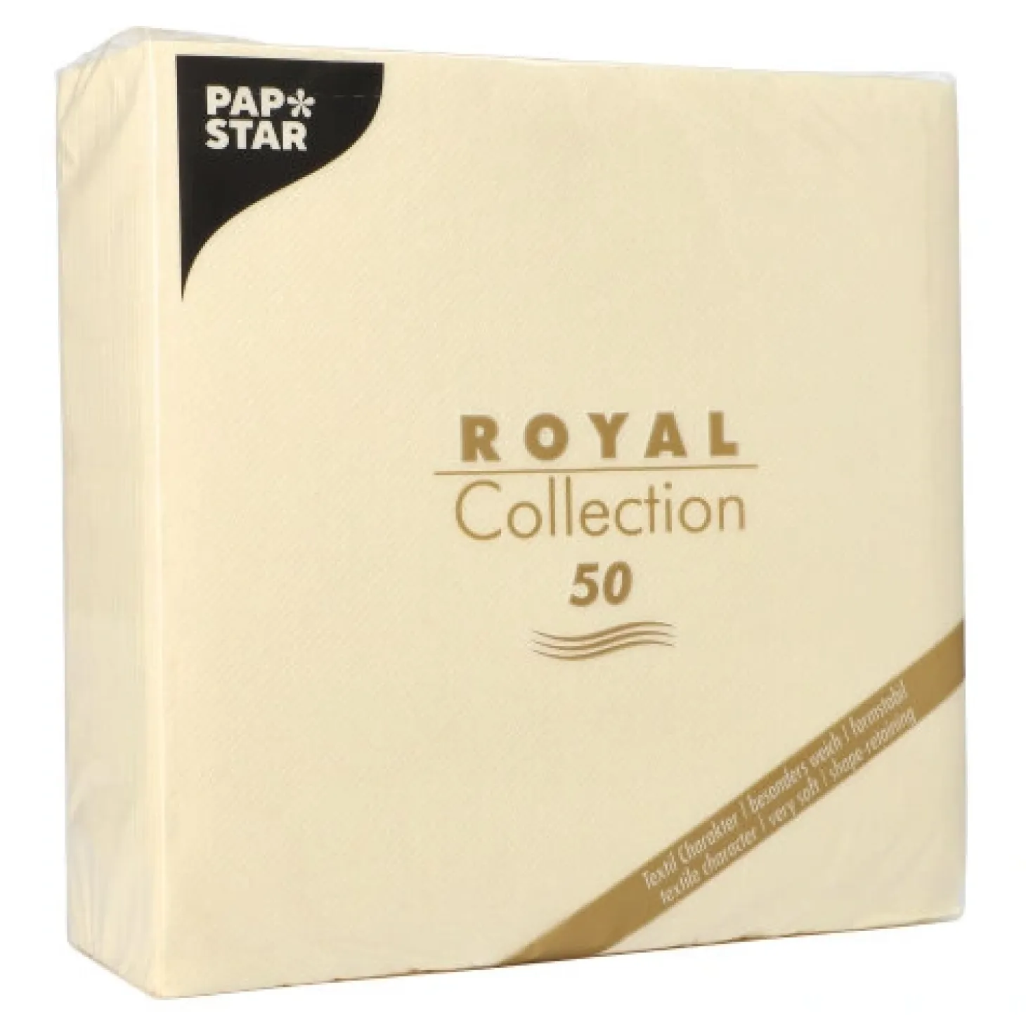 PAPSTAR Servietten "ROYAL Collection" 1/4-Falz 40 cm x 40 cm champagner, 5 x 50 Stück