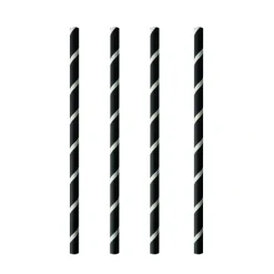 PAPSTAR Shake-Halme, Papier Ø 8 mm, 20 cm schwarz/weiß "Stripes"