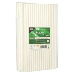 PAPSTAR Shake-Halme, Papier "pure" Ø 8 mm, 25 cm weiß, 12 x 100 Stück