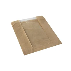 PAPSTAR Sichtstreifenbeutel mit PLA-Fenster "pure" 18 cm x 21,5 cm braun