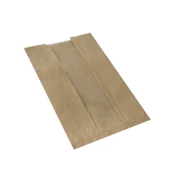 PAPSTAR Sichtstreifenbeutel mit PLA-Fenster "pure" 30 cm x 16 cm x 6 cm braun