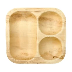 PAPSTAR Siegelschalen Palmblatt "pure" eckig 500 ml 26 cm x 26 cm x 4 cm 3-geteilt