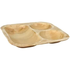PAPSTAR Siegelschalen Palmblatt "pure" eckig 500 ml 26 cm x 26 cm x 4 cm 3-geteilt