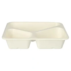PAPSTAR Siegelschalen Zuckerrohr, PLA beschichtet 3-geteilt 1000 ml 4,9 cm x 22,7 cm x 17,8 cm