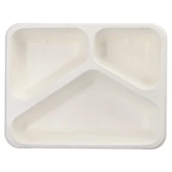 PAPSTAR Siegelschalen Zuckerrohr, PLA beschichtet 3-geteilt 1000 ml 4,9 cm x 22,7 cm x 17,8 cm