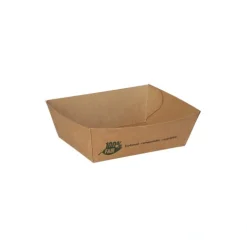 PAPSTAR Snacktrays, Pappe "pure" 3,5 cm x 7 cm x 9 cm braun "100% Fair" klein
