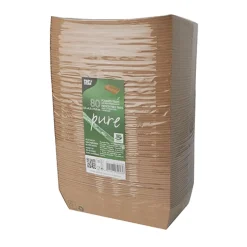 PAPSTAR Snacktrays, Pappe "pure" 3,5 cm x 8,5 cm x 15,5 cm braun "100% Fair" groß