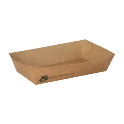 PAPSTAR Snacktrays, Pappe "pure" 3,5 cm x 8,5 cm x 15,5 cm braun "100% Fair" groß