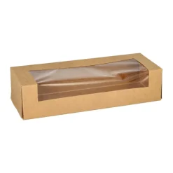 PAPSTAR Sushi-Schalen Pappe, PLA-beschichtet eckig 4,5 cm x 19,5 cm x 7 cm braun