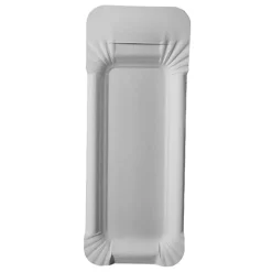 PAPSTAR Teller, Pappe "pure" eckig 8 cm x 21 cm weiß mit Anfasser, 16 x 25 Stück