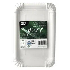 PAPSTAR Teller, Pappe "pure" eckig 13 cm x 20 cm weiß, 18 x 25 Stück