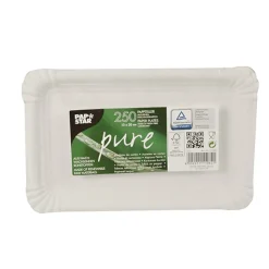 PAPSTAR Teller, Pappe "pure" eckig 13 cm x 20 cm weiß, 4 x 250 Stück