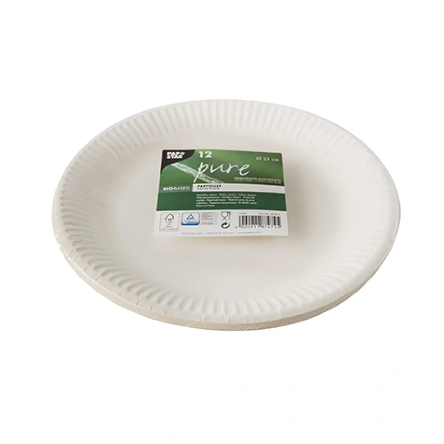 PAPSTAR Teller, Pappe "pure" rund Ø 23 cm weiß, 25 x 12 Stück