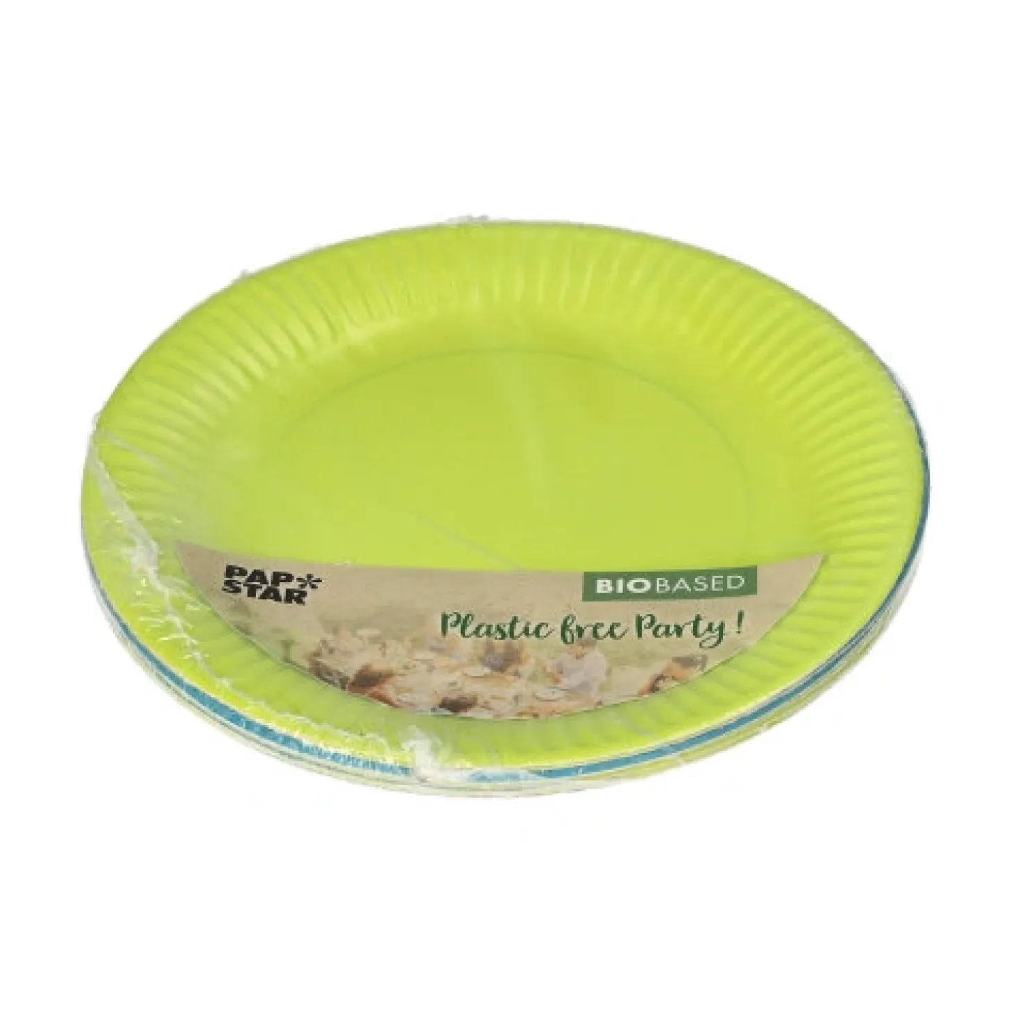 PAPSTAR Teller, Pappe rund Ø 18 cm farbig sortiert - limonengrün/türkis