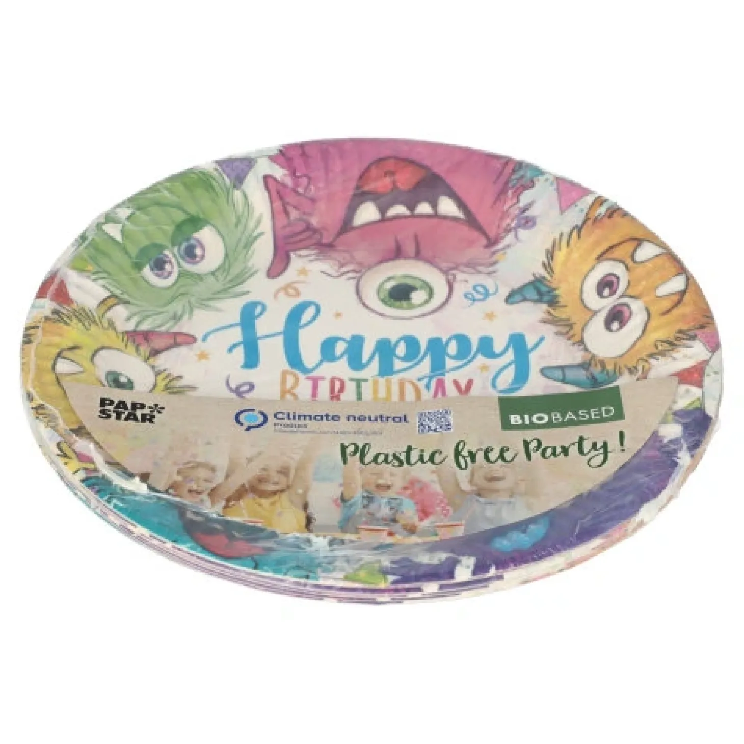 PAPSTAR Teller, Pappe rund Ø 23 cm "Funny Monsters"
