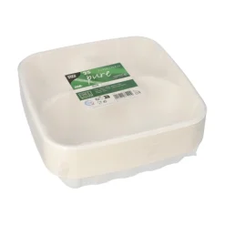 PAPSTAR Teller Zuckerrohr "pure" 3-geteilt 5 cm x 22,8 cm x 22,8 cm, 4 x 25 Stück