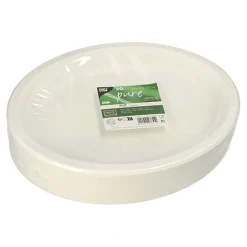 PAPSTAR Teller, Zuckerrohr "pure" oval 32 cm x 25,5 cm x 2 cm weiß, 10 x 50 Stück