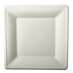 PAPSTAR Teller, Zuckerrohr "pure" eckig 26 cm x 26 cm weiß, 100 Stück