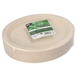 PAPSTAR Teller, Zuckerrohr "pure" oval 26 cm x 20 cm x 2 cm natur