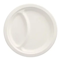 PAPSTAR Teller, Zuckerrohr "pure" 2-geteilt Ø 23 cm, 2 cm weiß