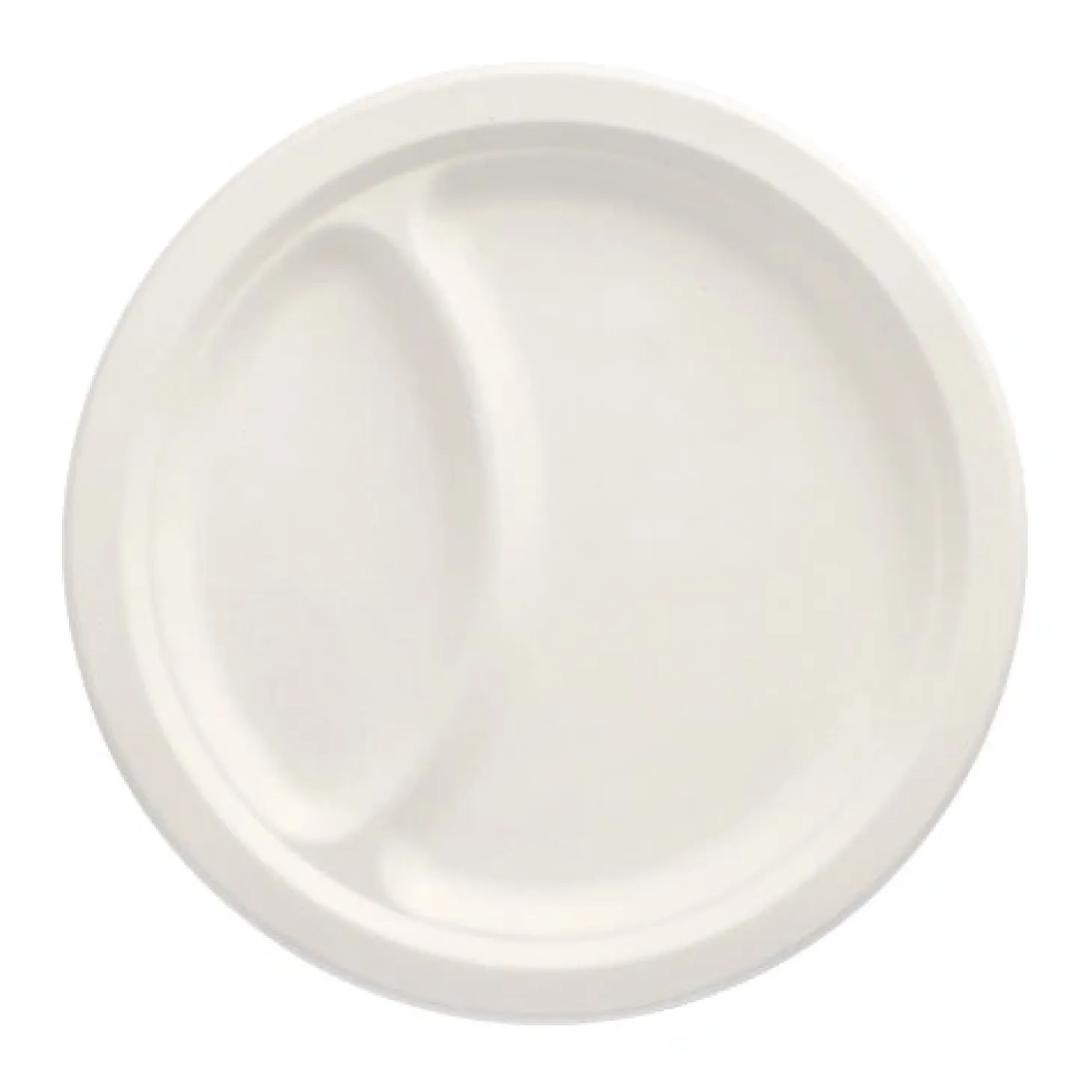 PAPSTAR Teller, Zuckerrohr "pure" 2-geteilt Ø 23 cm, 2 cm weiß