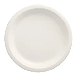 PAPSTAR Teller, Zuckerrohr "pure" ungeteilt Ø 23 cm, 2 cm weiß, 12 x 12 Stück