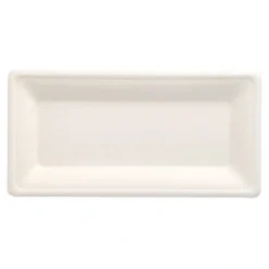 PAPSTAR Teller, Zuckerrohr "pure" eckig 13 cm x 26 cm weiß
