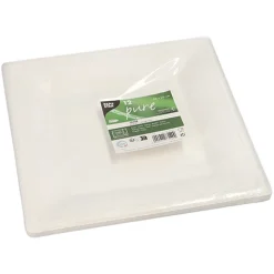 PAPSTAR Teller, Zuckerrohr "pure" eckig 26 cm x 26 cm weiß, 12 x 12 Stück