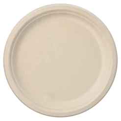 PAPSTAR Teller, Zuckerrohr "pure" ungeteilt Ø 26 cm, 2 cm natur